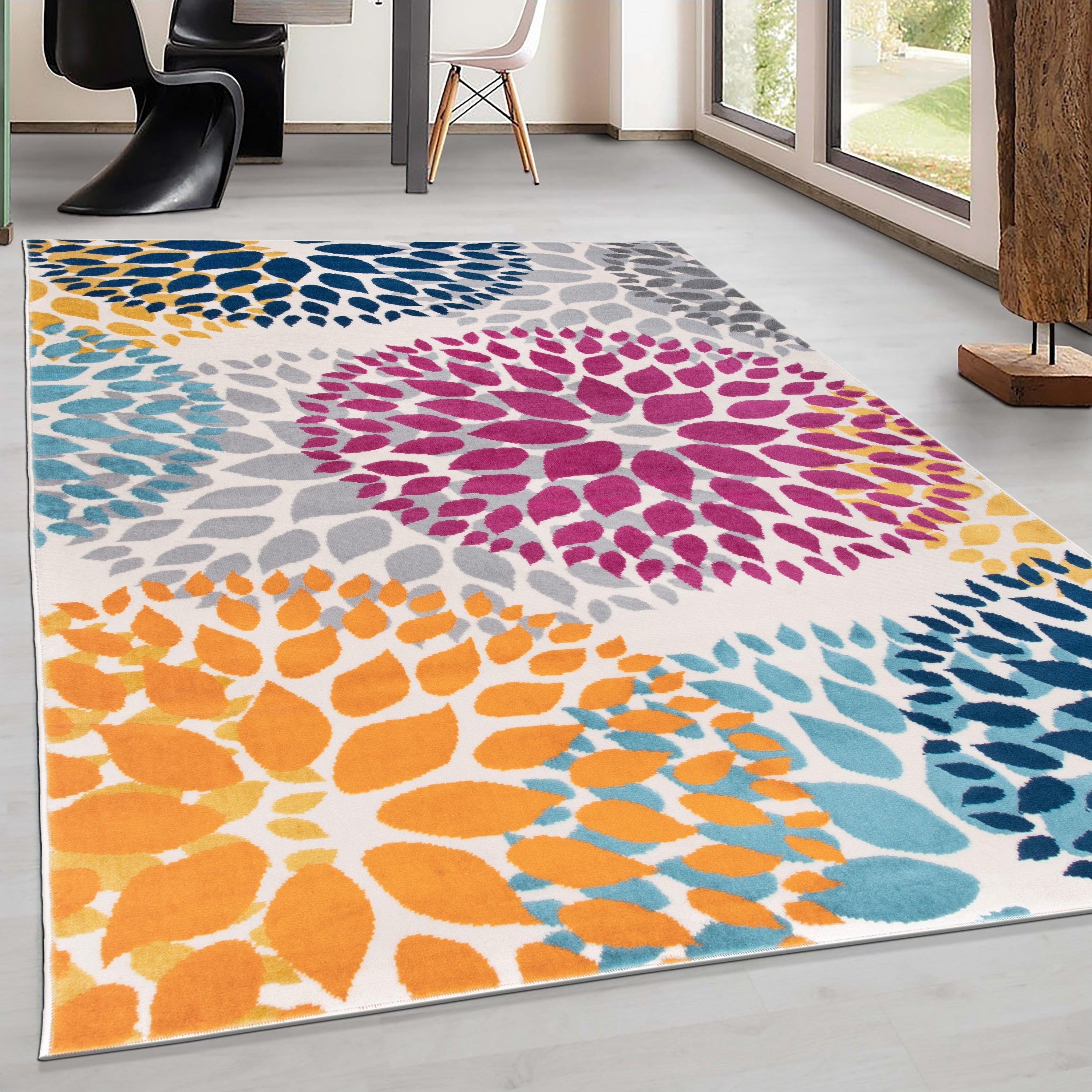 World Rug Gallery Modern Floral Circles Area Rug