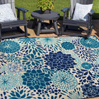 Modern Floral Circles Flatweave Indoor/Outdoor Area Rug
