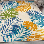 Modern Floral Leaves Flatweave Indoor/Outdoor Area Rug