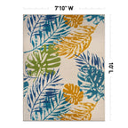 Modern Floral Leaves Flatweave Indoor/Outdoor Area Rug