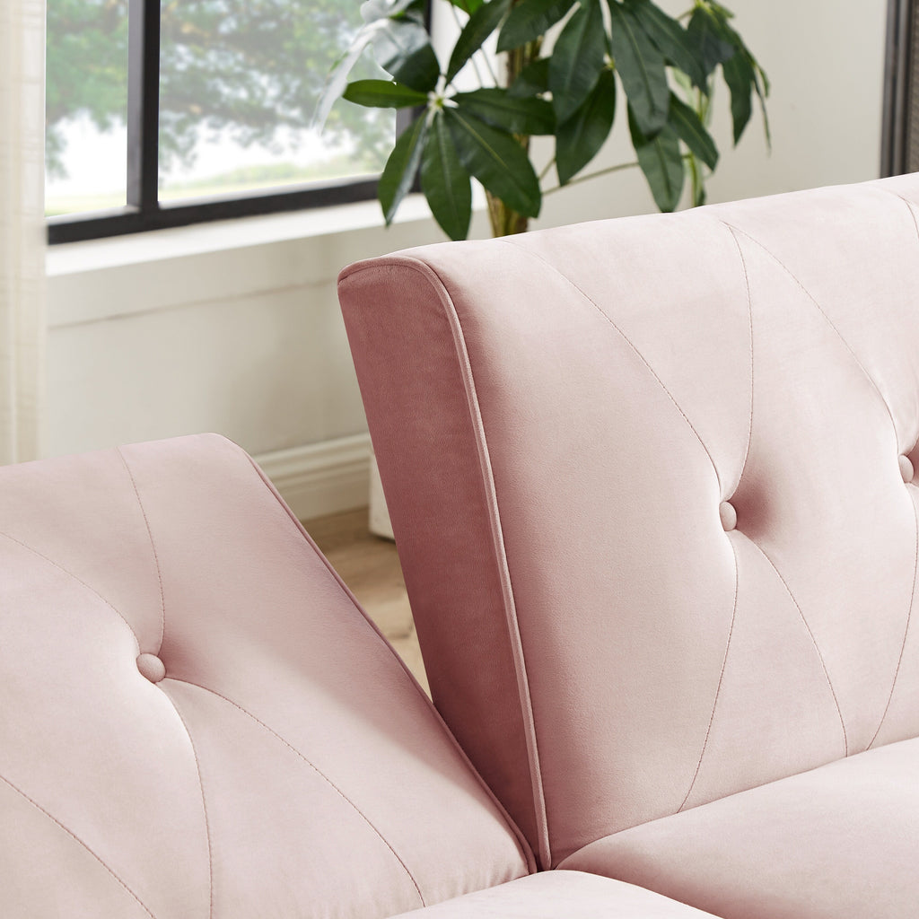 Modern Futon Sofa Bed, Convertible Sleeper Sofa with Tapered Wood Legs, 78.35 W, Small Split Back Sofa for Living Room