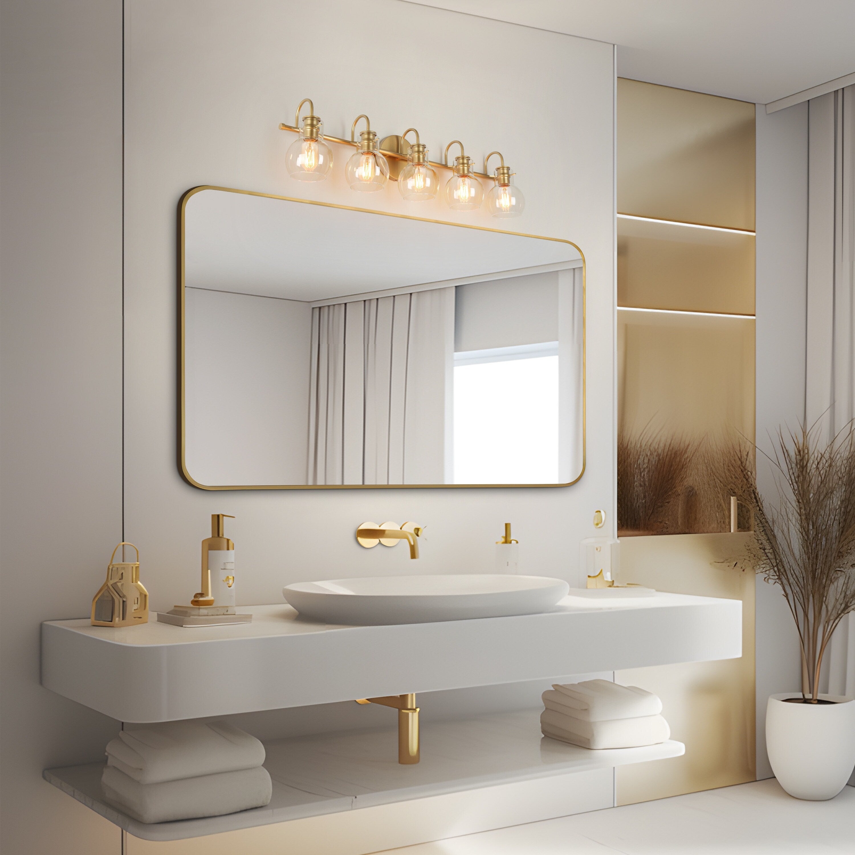Modern Gold 3-Light Bathroom Vanity Light Orb Glass Wall Sconce