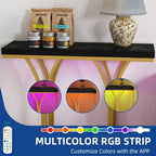 Modern Gold Console Sofa Table with Marbling Top for Entryway Hallway