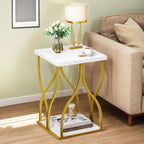 Modern Gold Console Sofa Table with Marbling Top for Entryway Hallway