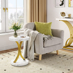 Modern Gold Console Sofa Table with Marbling Top for Entryway Hallway