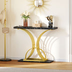 Modern Gold Console Sofa Table with Marbling Top for Entryway Hallway