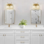 Modern Gold Dimmable Wall Light Glam Cylinder Bathroom Crystal Vanity Light Wall Sconces