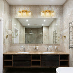 Modern Gold Dimmable Wall Light Glam Cylinder Bathroom Crystal Vanity Light Wall Sconces