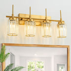 Modern Gold Dimmable Wall Light Glam Cylinder Bathroom Crystal Vanity Light Wall Sconces
