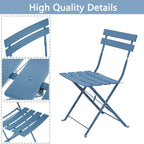 3pc Metal Folding Bistro Set, Weather-Resistant Outdoor/Indoor Conversation Set for Patio, Yard, Garden