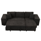 Modern L-Shaped Pull-Out Sectional Sofa Bed with Reversible Chaise, Storage and 2 Stools for Living Room Apartment