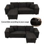 Modern L-Shaped Pull-Out Sectional Sofa Bed with Reversible Chaise, Storage and 2 Stools for Living Room Apartment