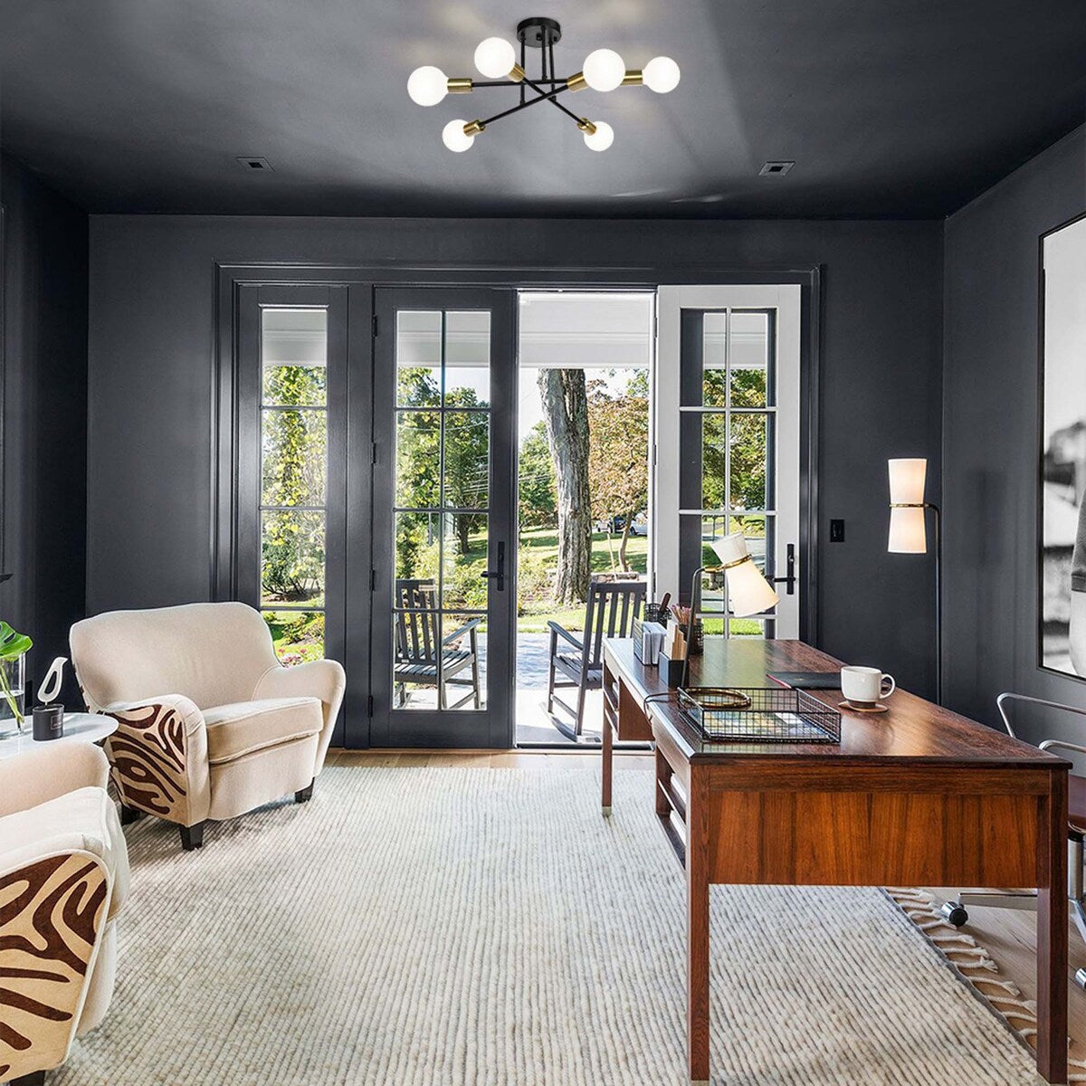 6 - Light Modern Metal 23.62'' Sputnik Semi-Flush Mount Ceiling Light