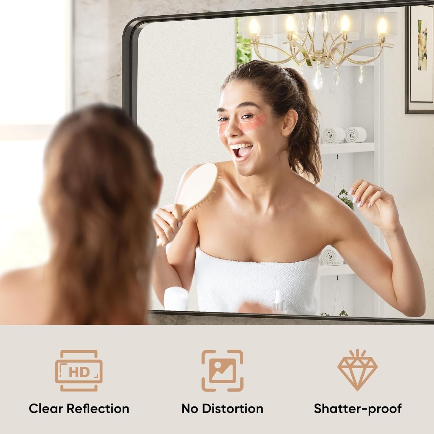 Modern Metal Frame Wall Mounted Bathroom Vanity Mirror with 5-year warranty