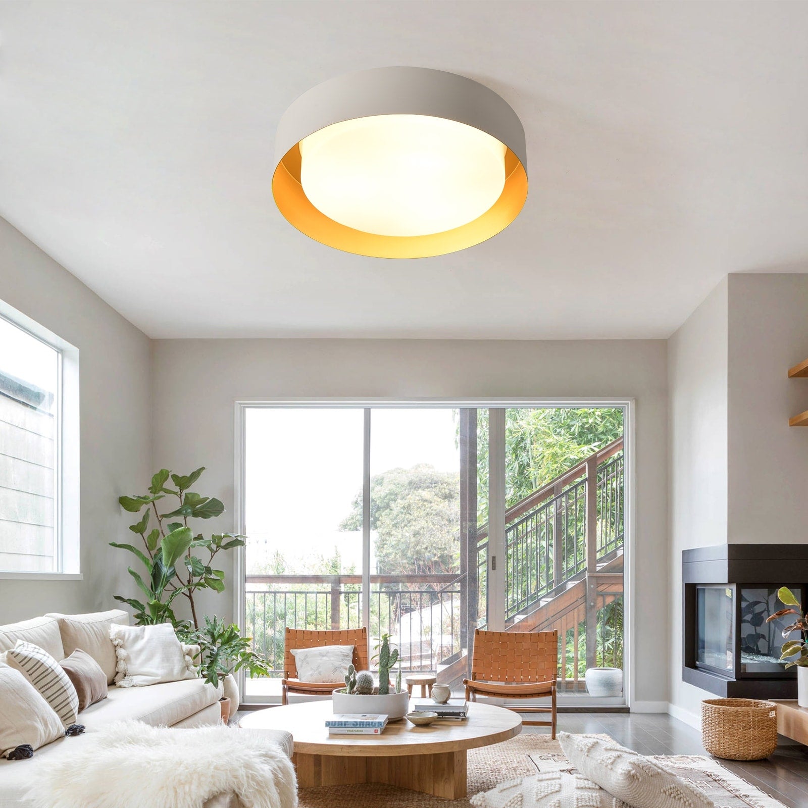 Modern Minimalist 2/3/5-Lights Metal Shaded Drum Flush Mount Ceiling Light