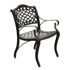 Modern Ornate Outdoor Mesh Aluminum 63-in Large Hexagon Patio Dining Set with Lazy Susan and Six Chairs - N/A