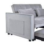 Modern Pull-Out Couch Bed, 3-in-1 Sleeper Sofa with Adjustable Backrest, Velvet Loveseat, Pillows & Side Pockets