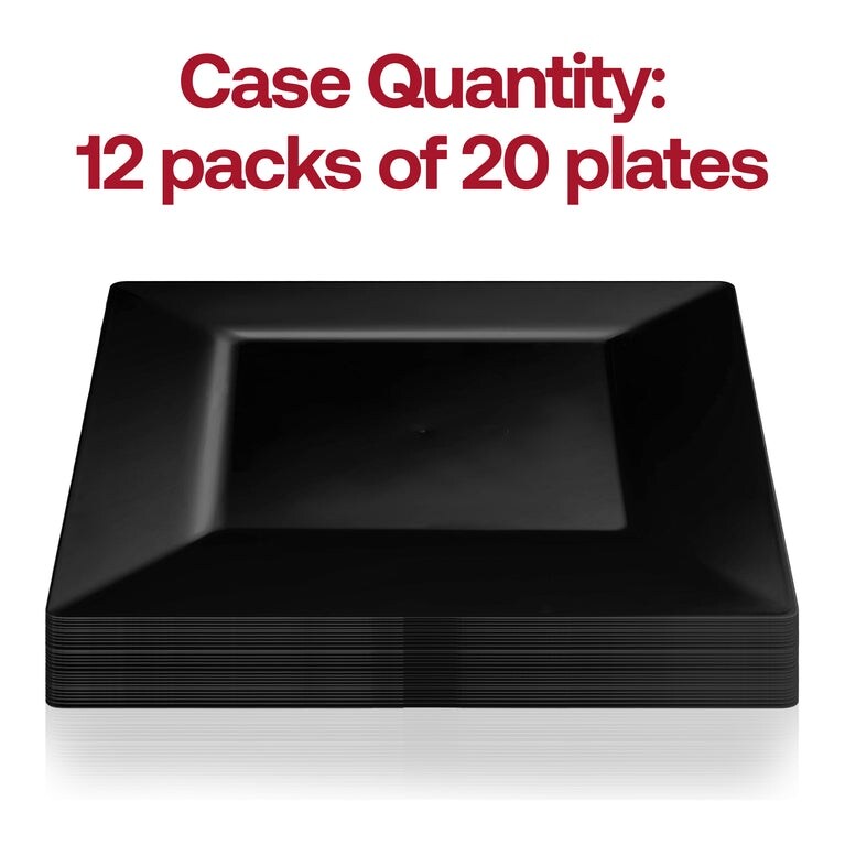 Modern Solid Square Disposable Plastic Plate Packs - Party Supplies