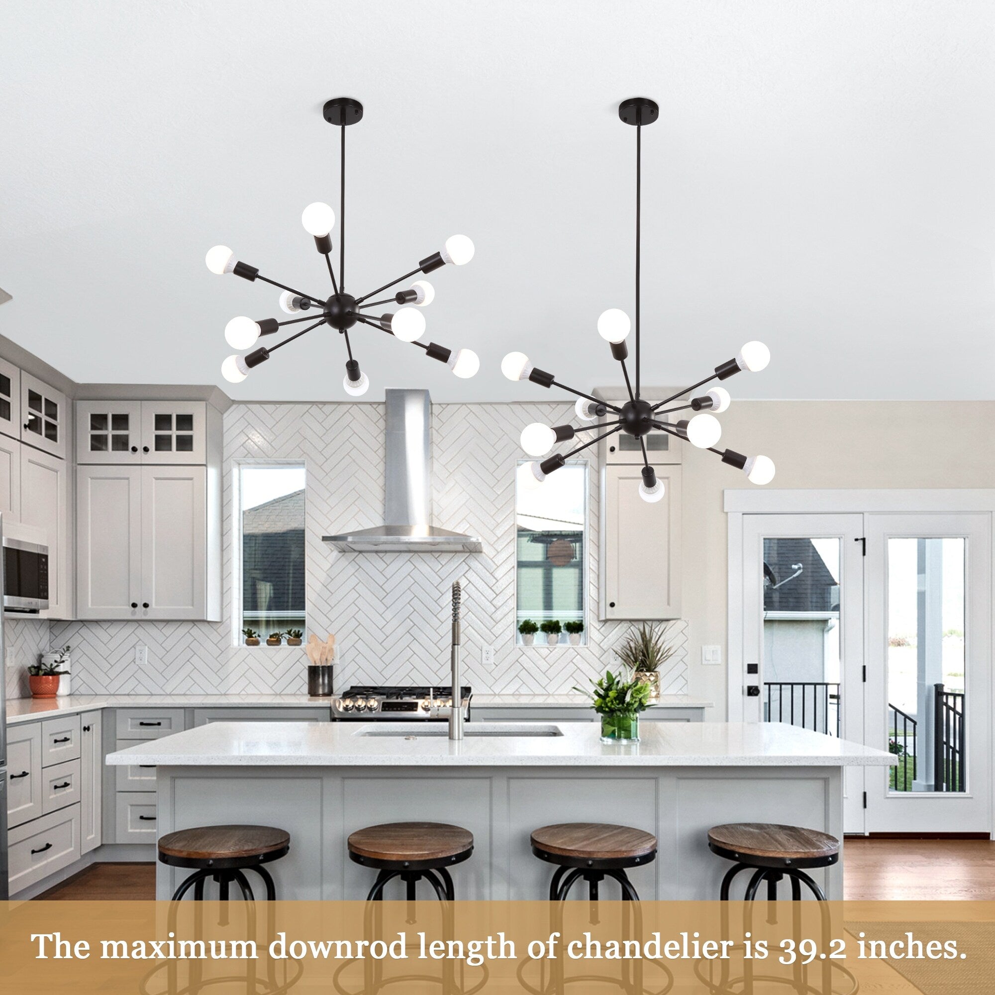 Modern Sputnik Chandelier 10-Light Adjustable Ceiling Light Fixture for Kitchen Dining Room Living Room Bedroom - N/A