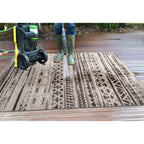 World Rug Gallery Modern Stripes Faded Geometric Indoor/Outdoor Area Rug