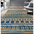 World Rug Gallery Modern Stripes Faded Geometric Indoor/Outdoor Area Rug
