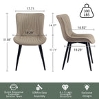 Modern Upholstered Leather Armless Dining Chairs Set of 2