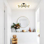 Black/ Gold Sputnik Semi Flush Mount Lamp Close to Ceiling Light Fixture for Living Room/ Kitchen/ Office/ Bedroom/ Foyer