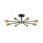 Black/ Gold Sputnik Semi Flush Mount Lamp Close to Ceiling Light Fixture for Living Room/ Kitchen/ Office/ Bedroom/ Foyer