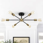 Black/ Gold Sputnik Semi Flush Mount Lamp Close to Ceiling Light Fixture for Living Room/ Kitchen/ Office/ Bedroom/ Foyer