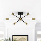Black/ Gold Sputnik Semi Flush Mount Lamp Close to Ceiling Light Fixture for Living Room/ Kitchen/ Office/ Bedroom/ Foyer