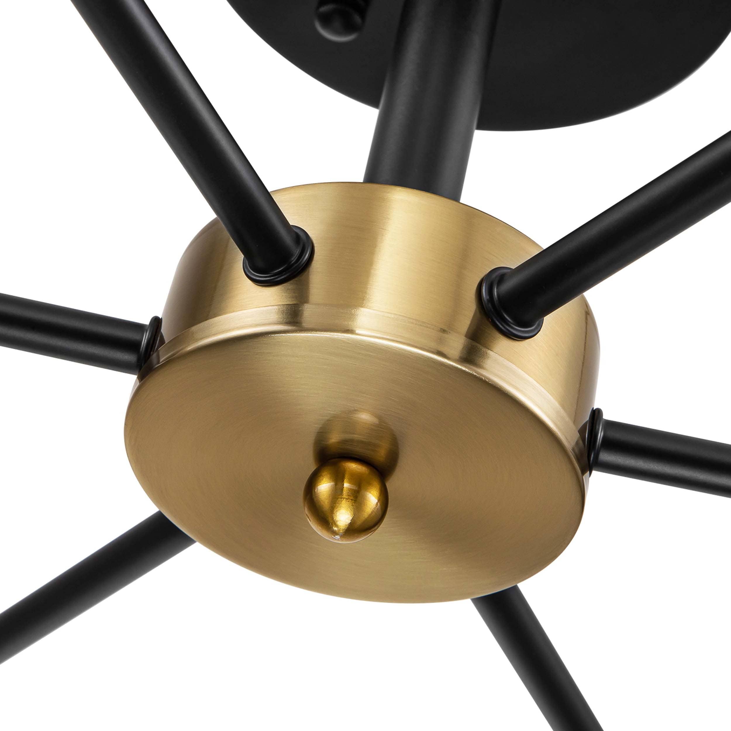 Black/ Gold Sputnik Semi Flush Mount Lamp Close to Ceiling Light Fixture for Living Room/ Kitchen/ Office/ Bedroom/ Foyer