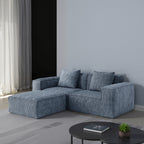 Modular Convertible Sofa Bed 2 Seater Gray Corduroy Velvet