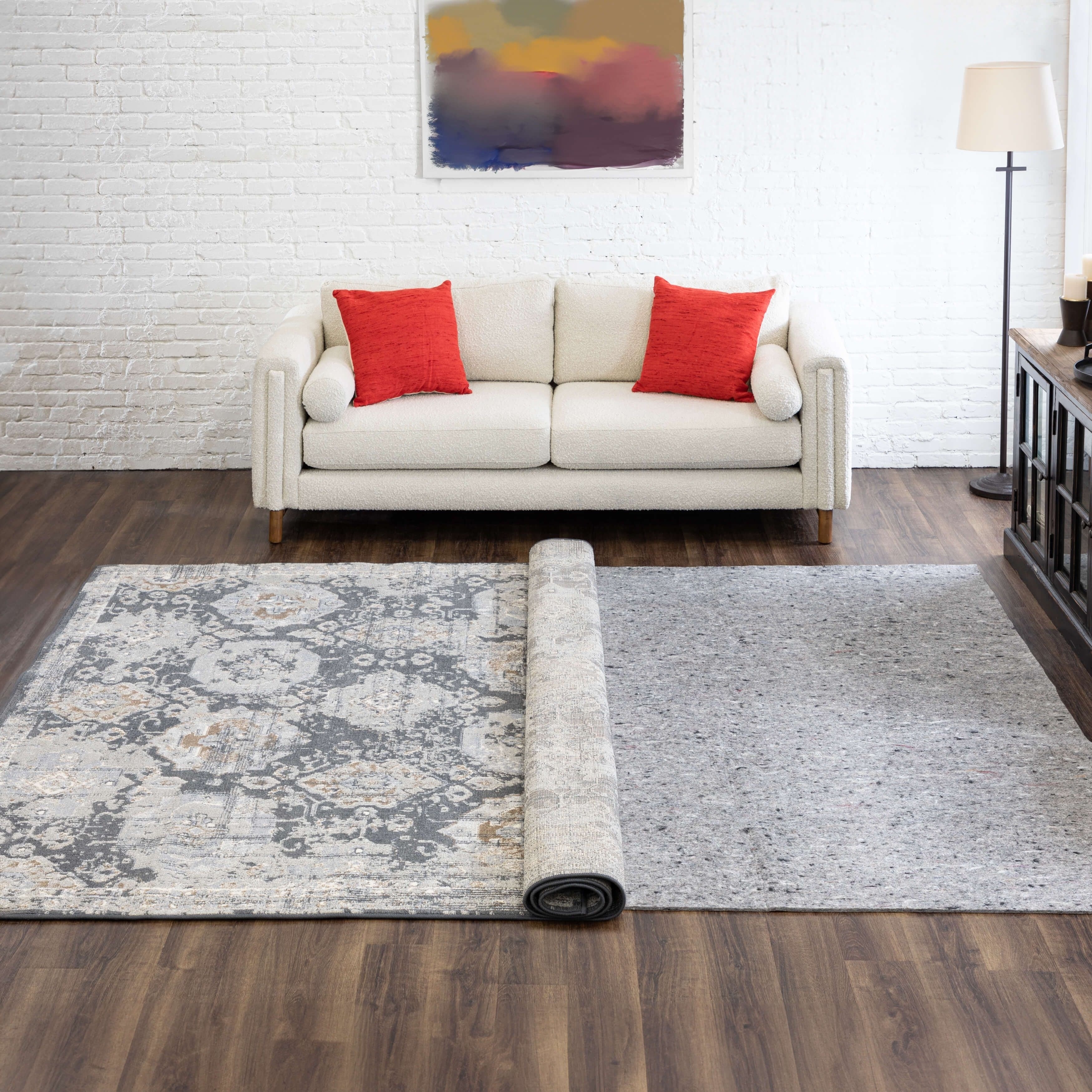 Mohawk Home Non Slip Rug Pad 3/8 Inch Thick Felt Cushion Reversible - Grey