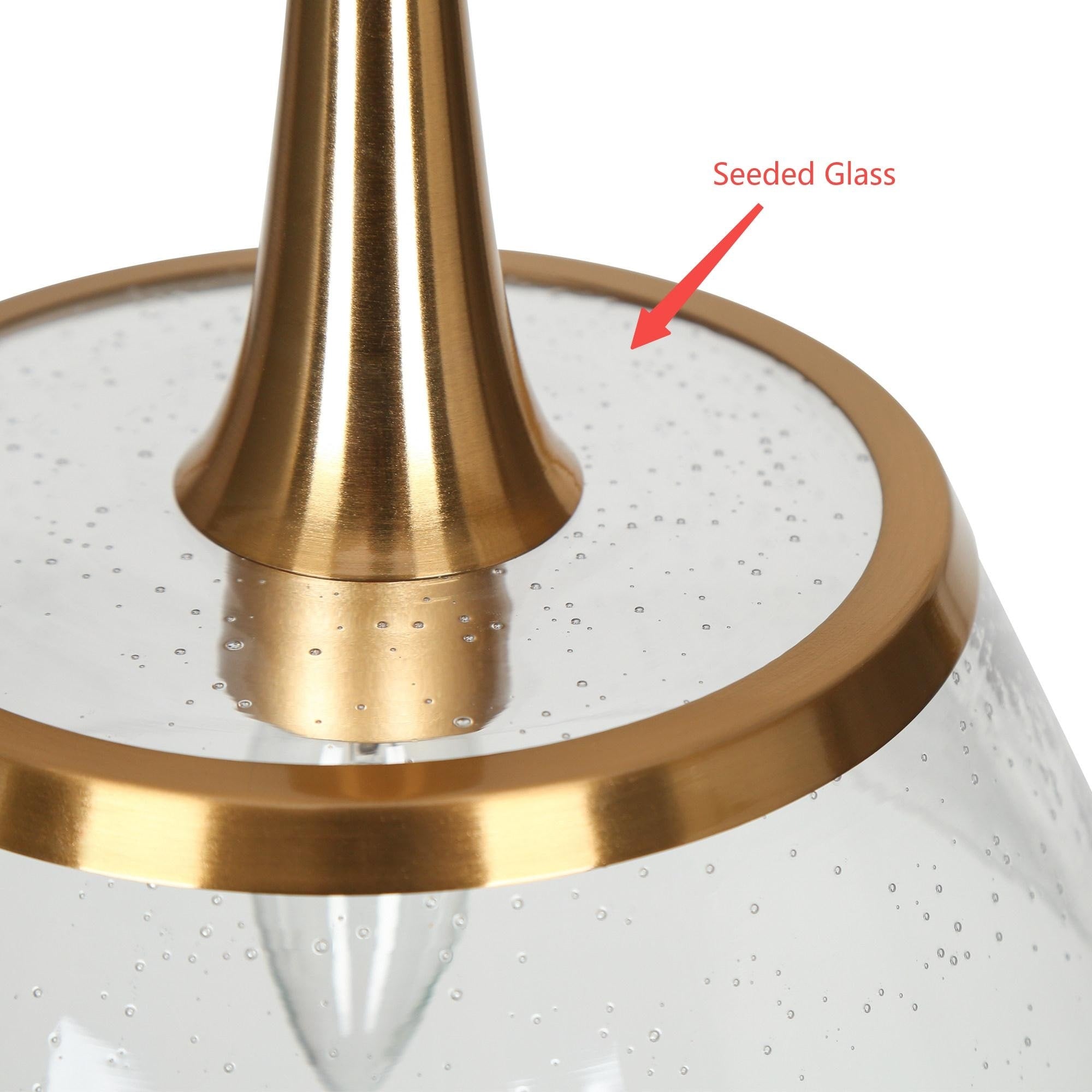 Mola Modern Gold 3-Light Seeded Glass Chandelier Linear Island Pendant Light for Dining Room