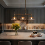 Mola Modern Gold 3-Light Seeded Glass Chandelier Linear Island Pendant Light for Dining Room