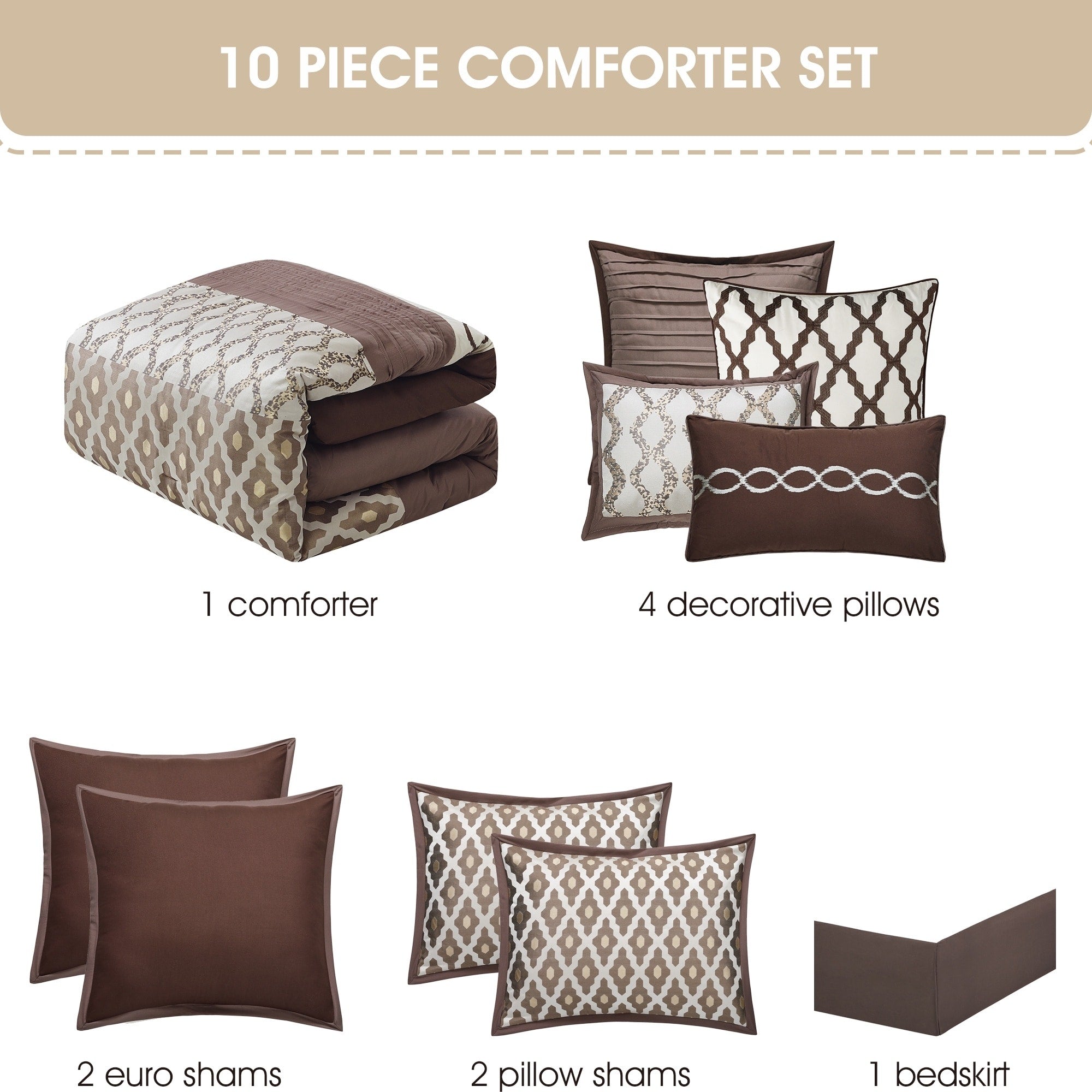 Nanshing Calvin Luxury10-Piece Geometric Comforter Set