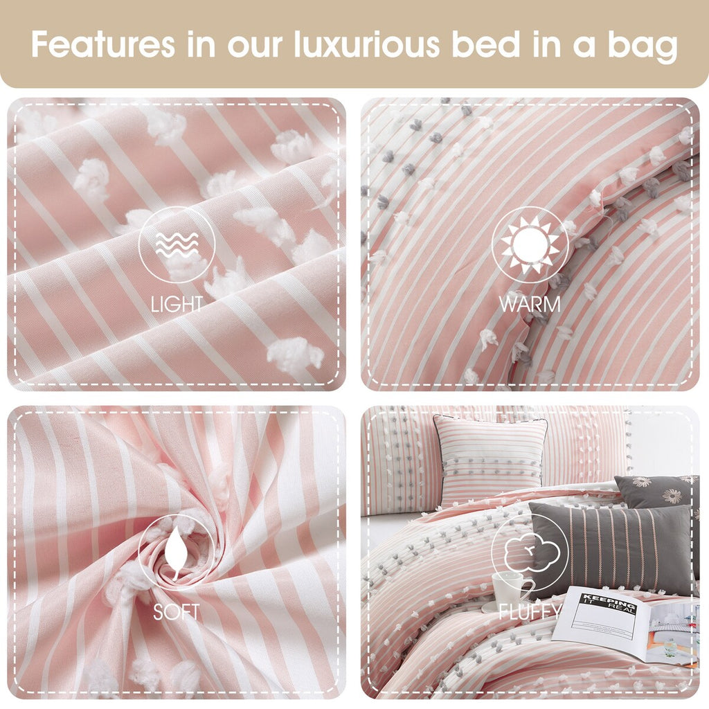 Nanshing Jessy Modern Striped 7 Piece Comforter Set