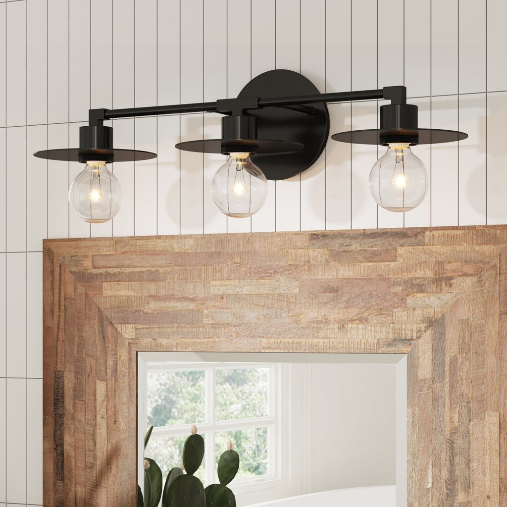 Nathan James Pattinson 3-Lights Bathroom Vanity Light Fixture with Metal Frame and Thin Plate Shade