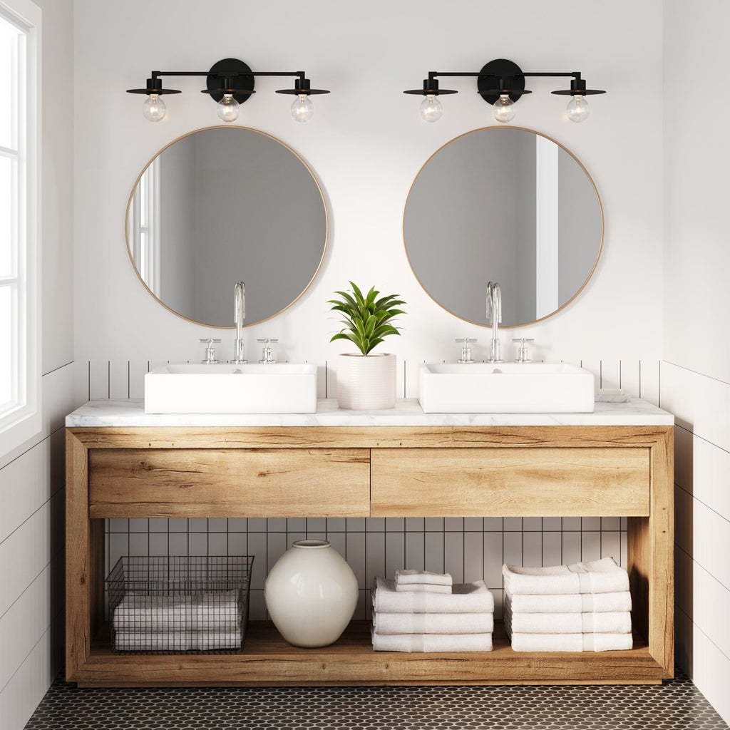 Nathan James Pattinson 3-Lights Bathroom Vanity Light Fixture with Metal Frame and Thin Plate Shade