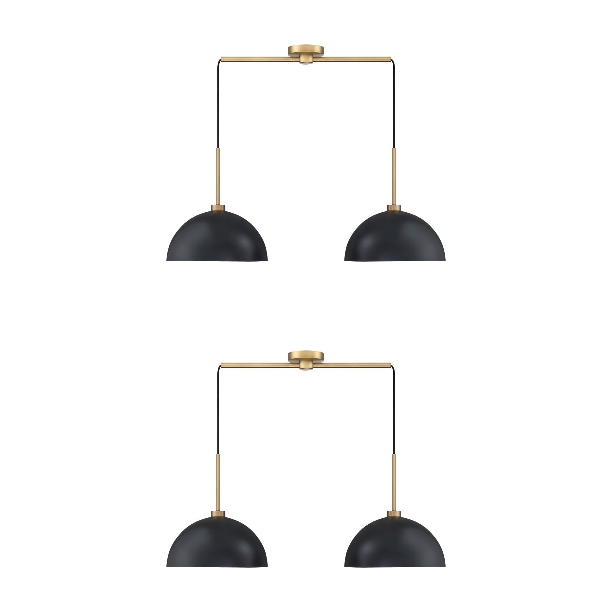 Nathan James Percy Modern 2-Light Pendant Island Light Fixture, Hanging Lights with Metal Shade and Adjustable Cord