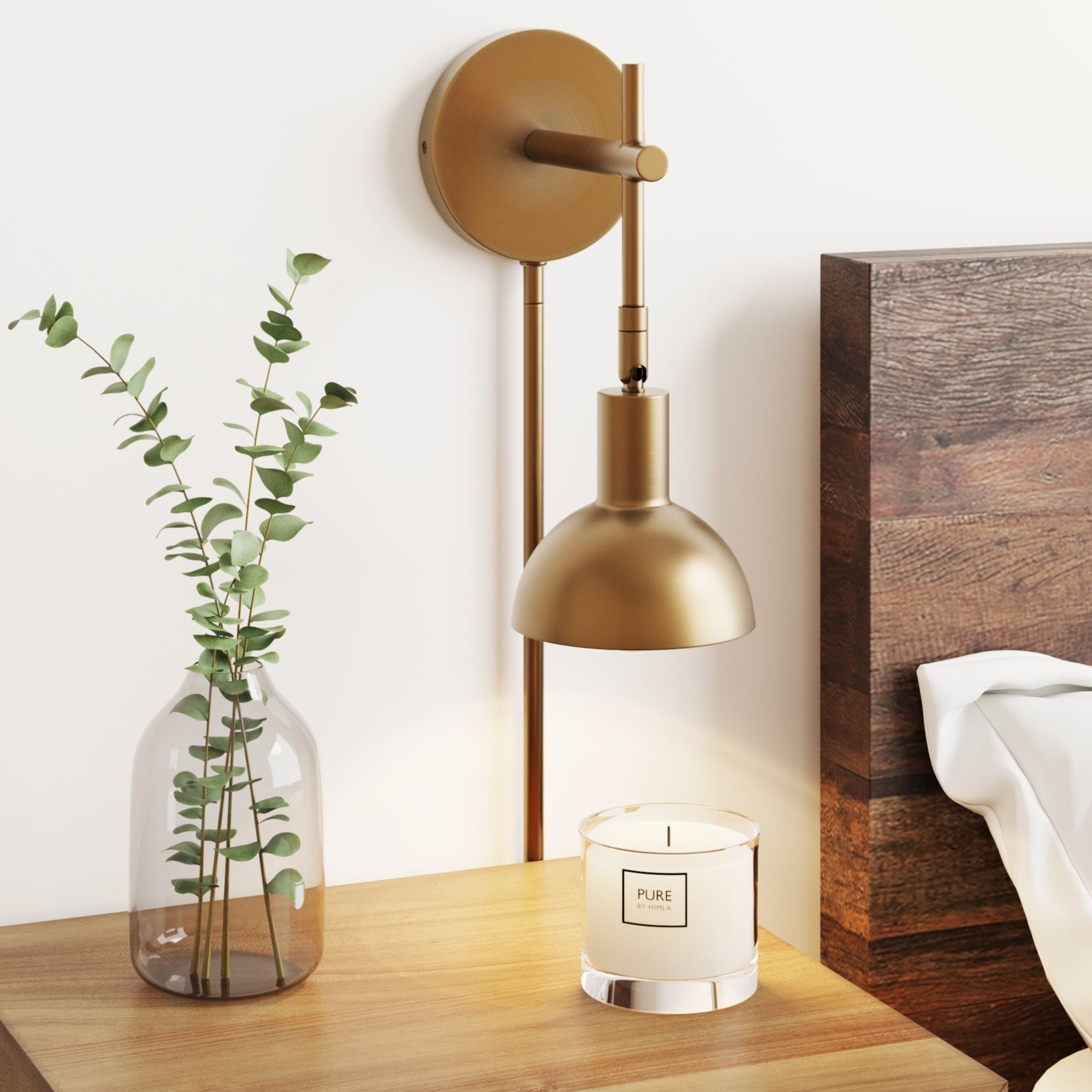 Nathan James Tamlin Wall Mounted Armed Sconce 1-Light Fixture with Plugin and On/Off Switch