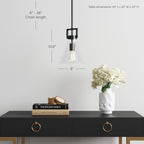 Nathan James Vincent Glass Pendant Lighting, Hanging Light Fixture with Adjustable Stem and Clear Shade