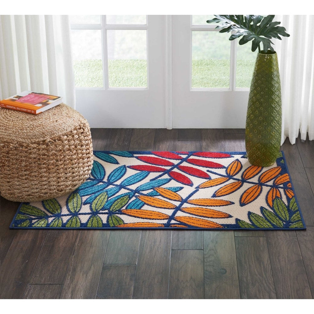Nourison Aloha Leaf Print Vibrant Indoor/Outdoor Area Rug