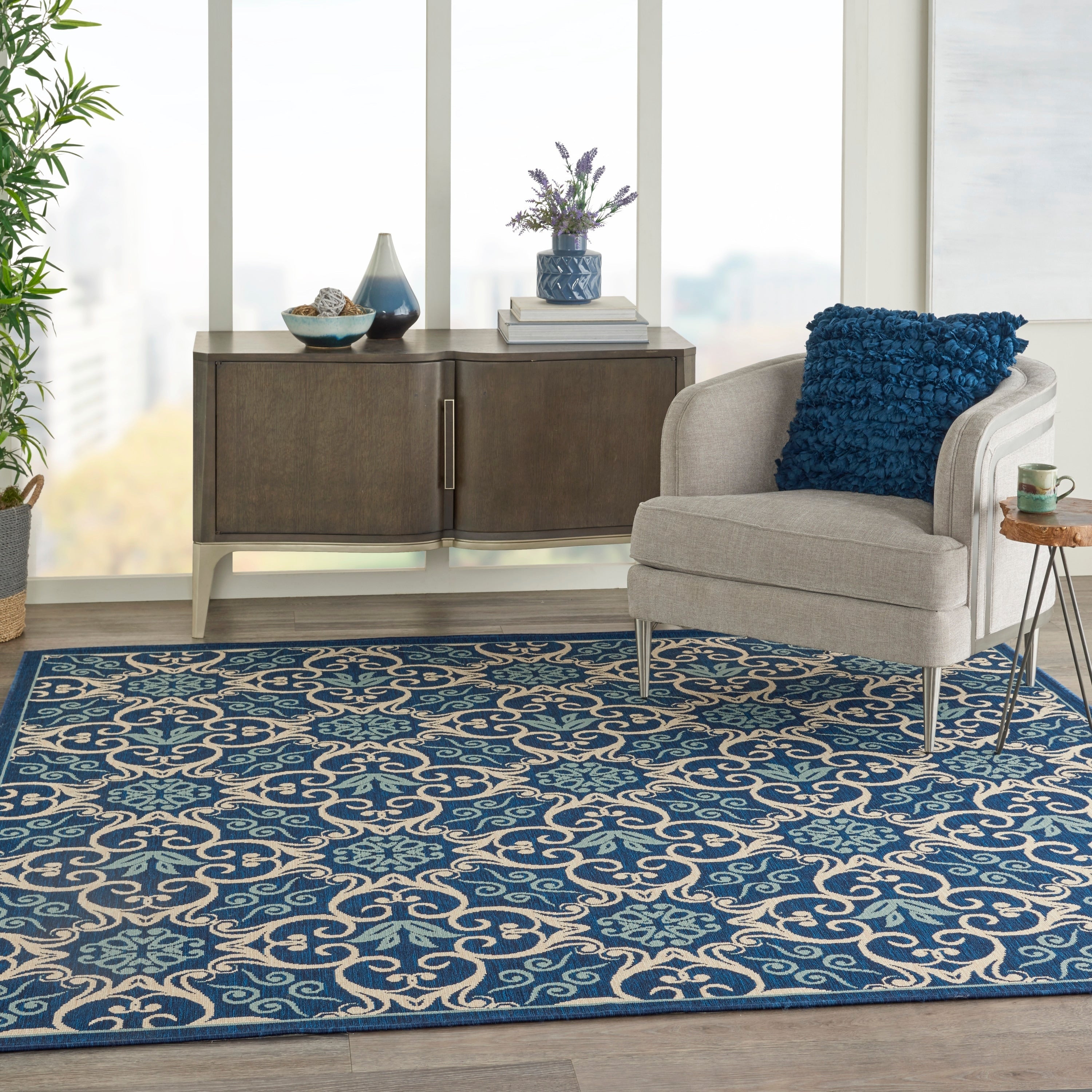 Nourison Caribbean Floral Geometric Indoor/Outdoor Area Rug
