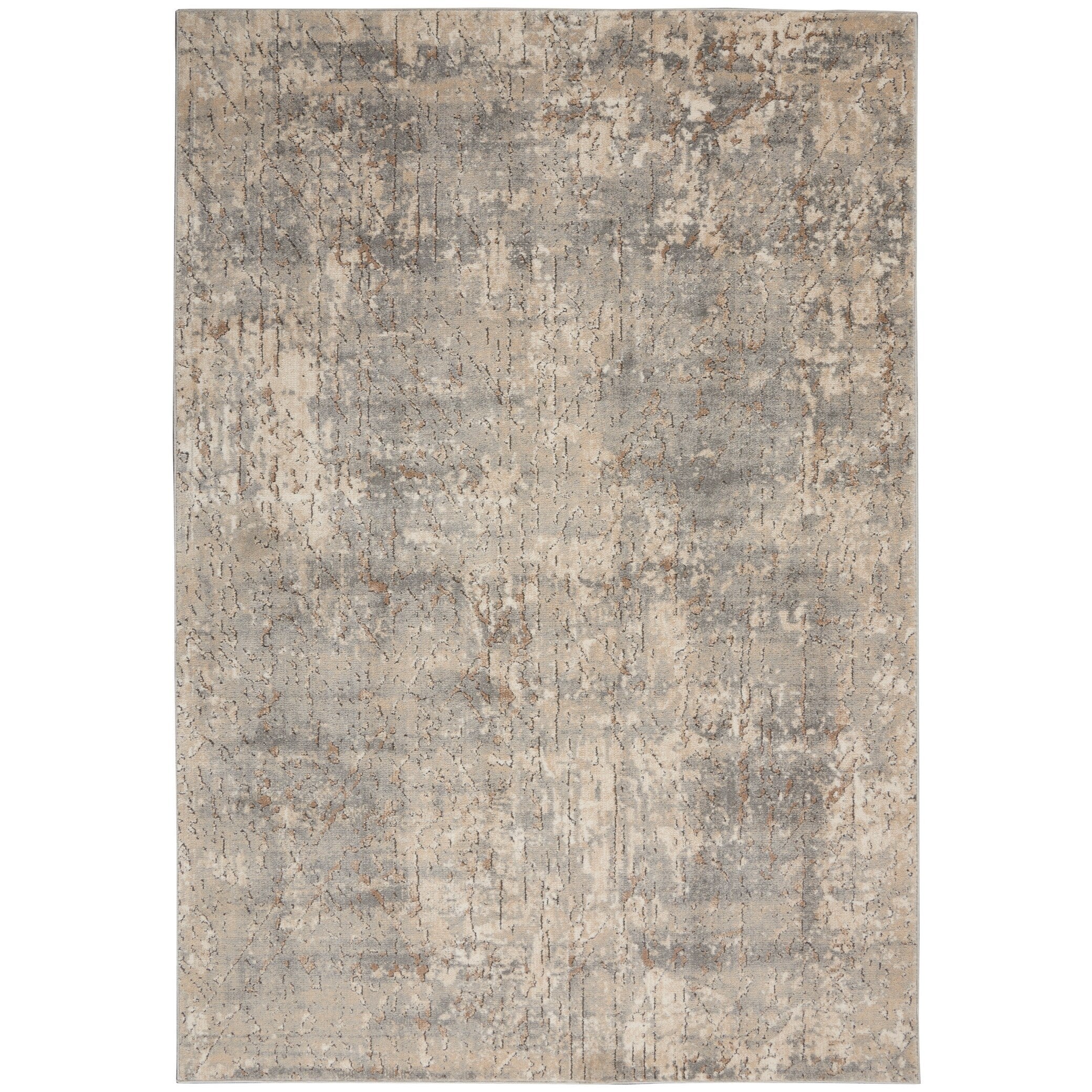 Nourison Concerto Distressed Abstract Beige Grey Area Rug