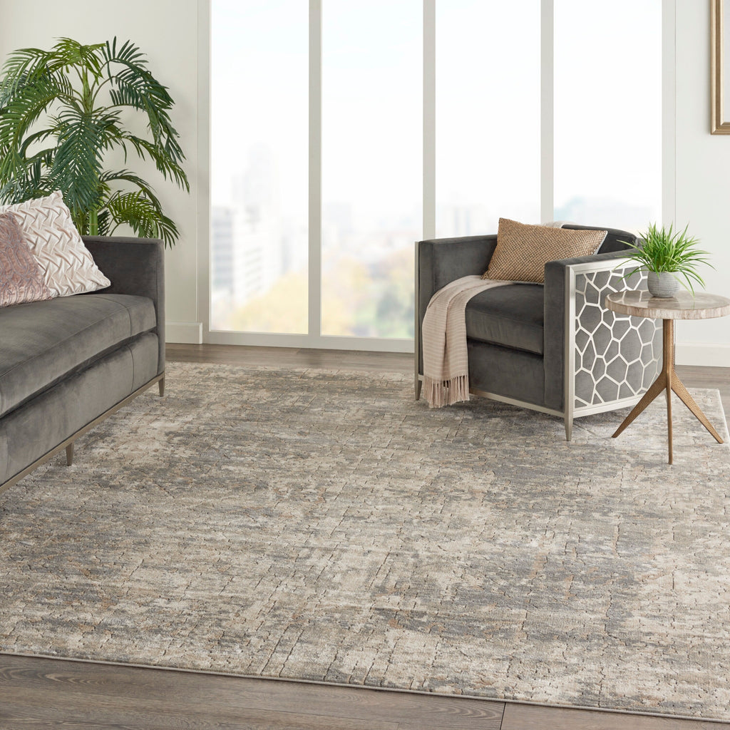 Nourison Concerto Distressed Abstract Beige Grey Area Rug
