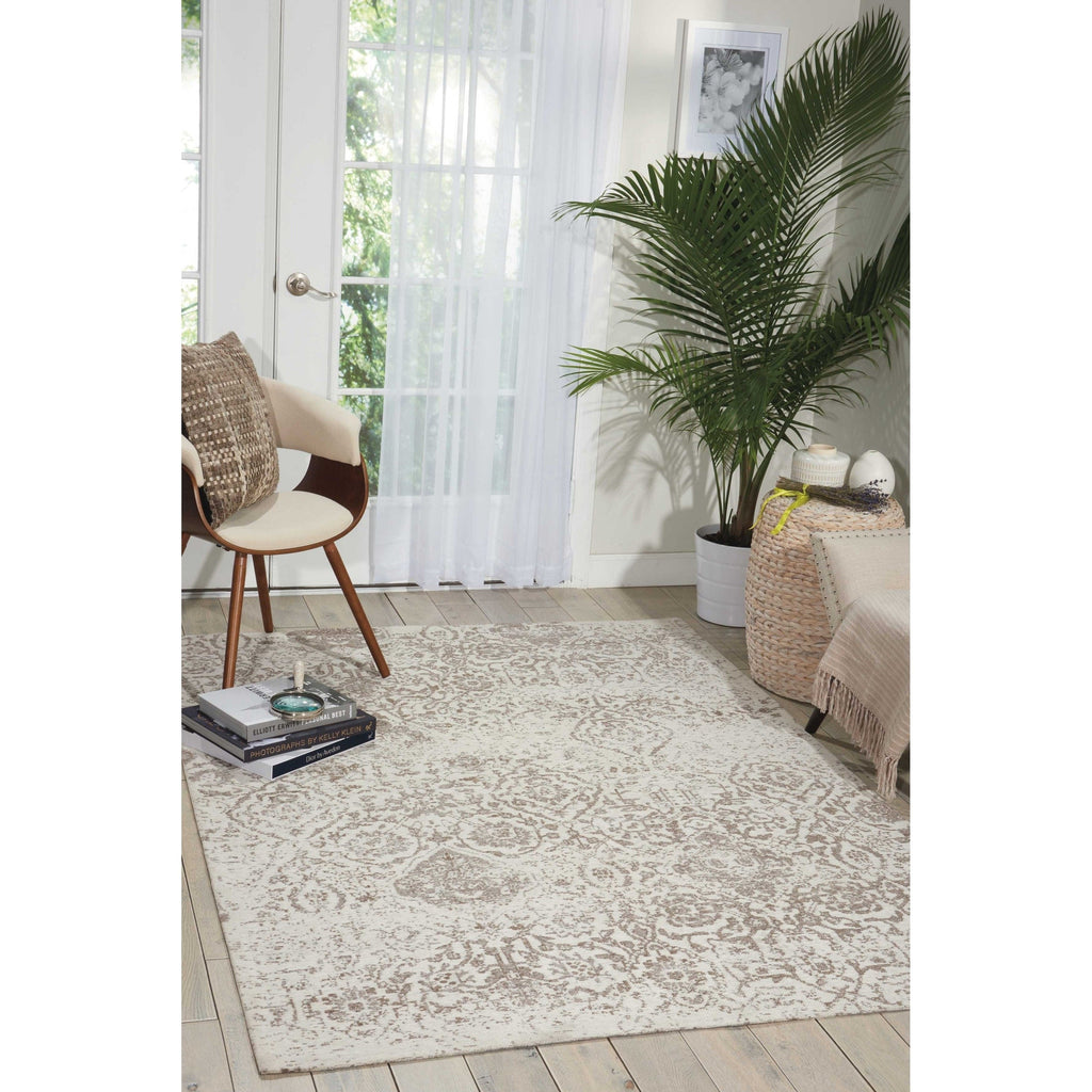 Nourison Damask Distressed Contemporary Area Rug