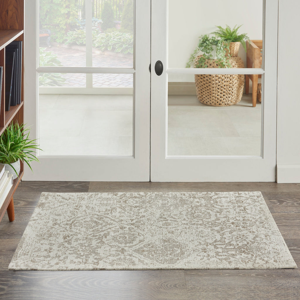 Nourison Damask Distressed Contemporary Area Rug