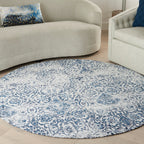 Nourison Damask Distressed Contemporary Area Rug