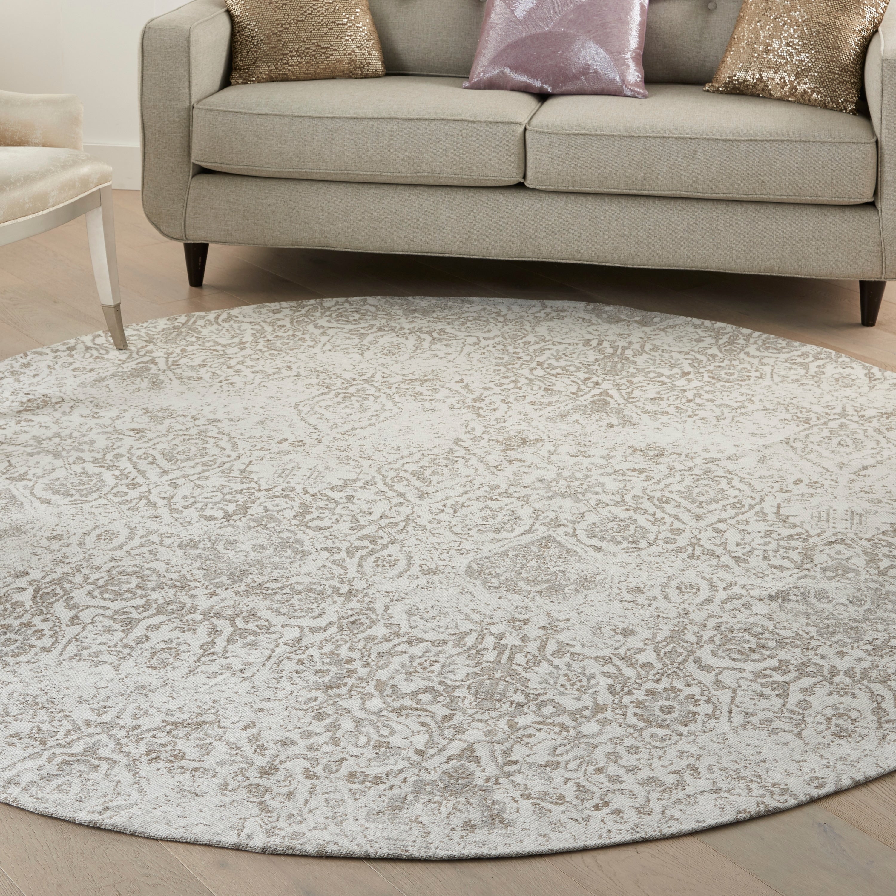 Nourison Damask Distressed Contemporary Area Rug